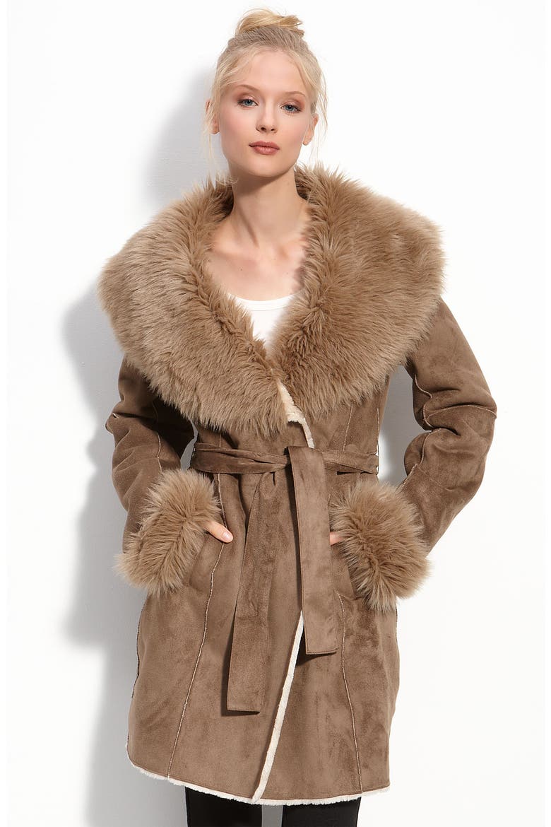 Faux Shearling Coat, Main, color, MUSHROOM