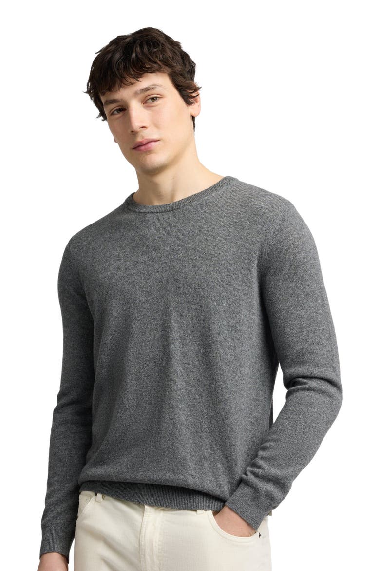 Crewneck Cashmere Sweater, Alternate, color, Heather Charcoal