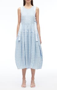 3.1 Phillip Lim Check Taffeta Sleeveless Midi Dress