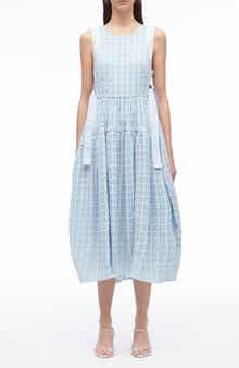 Check Taffeta Sleeveless Midi Dress