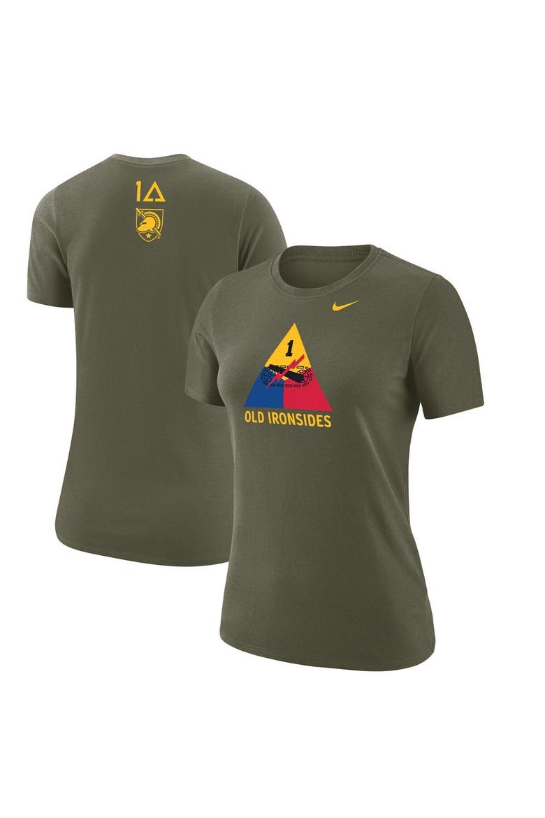 Women's Nike Olive Army Black Knights 1st Armored Division Old Ironsides Operation Torch T-Shirt, Main, color, Green