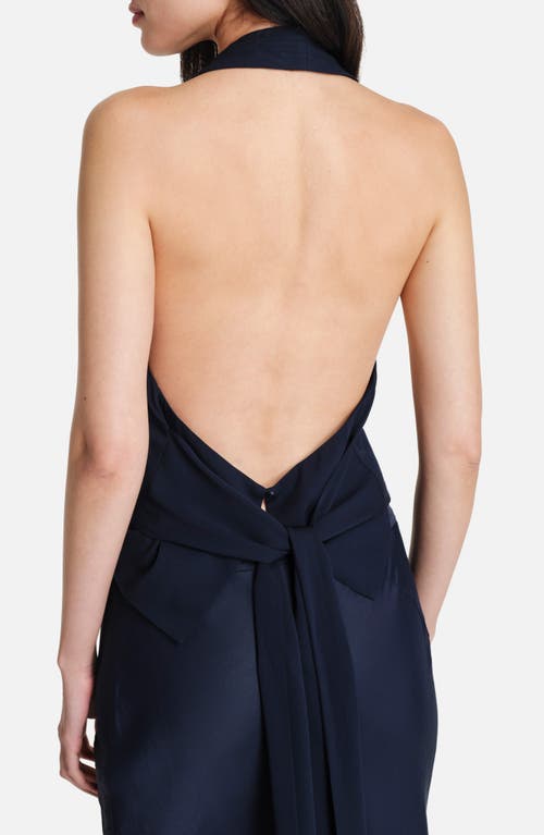 Twp Wrapped Up Stretch Silk Plunge Halter Top In Blue