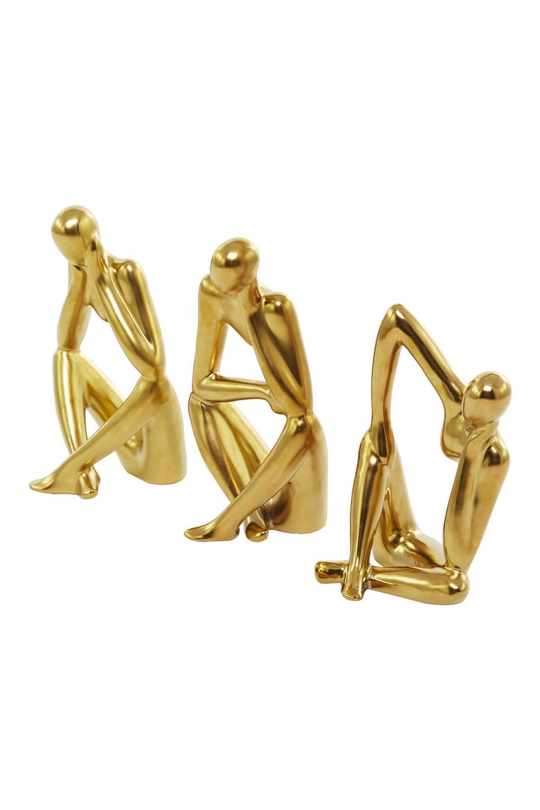 Set of 3 Contemporary Porcelain Statues, Alternate, color, GOLD