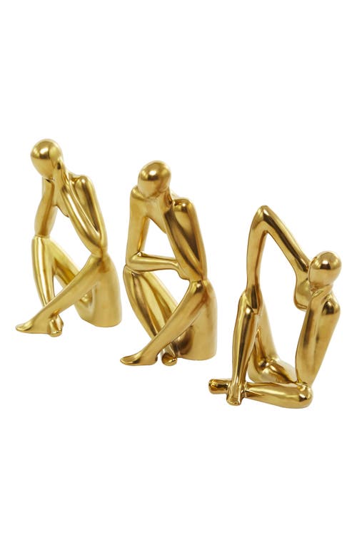 Uma Set Of 3 Contemporary Porcelain Statues In Gold
