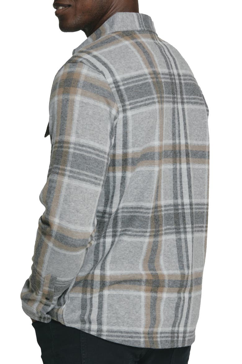 Generation Plaid Stretch Flannel Button-Up Overshirt, Alternate, color, GREY
