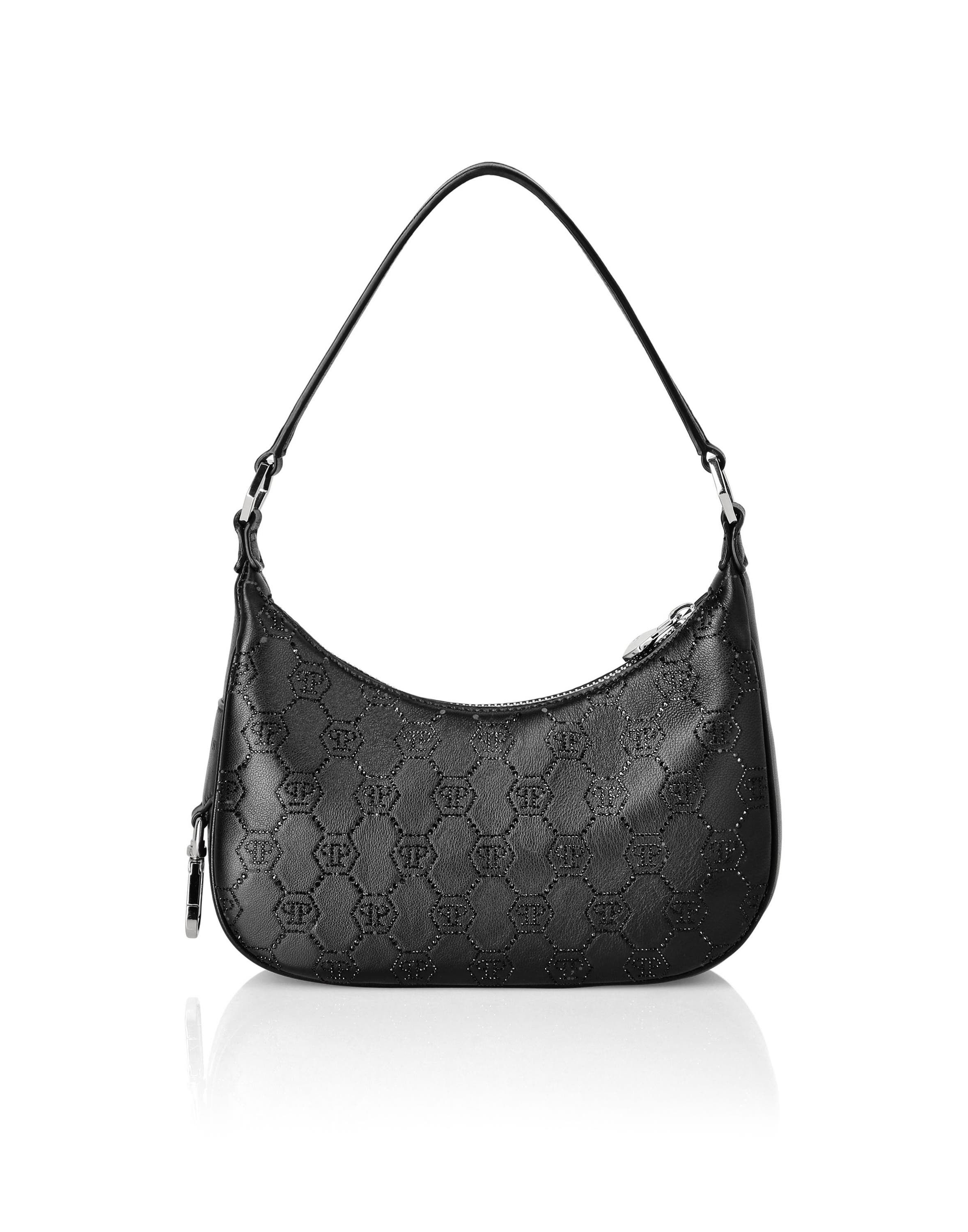 Shoulder Bag Monogram Strass Women, Alternate, color, black/black