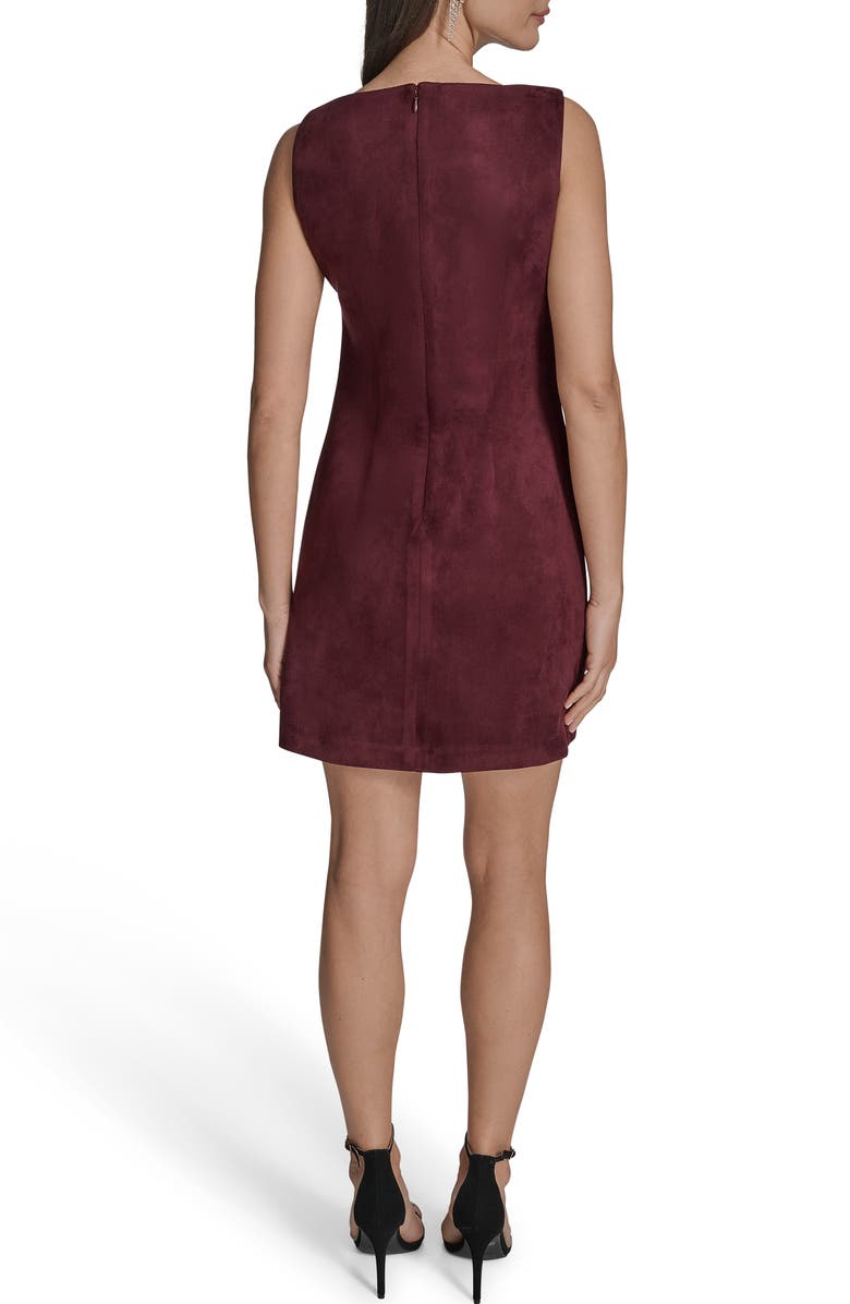 BCBG Sleeveless Faux Suede Minidress, Alternate, color, Syrah