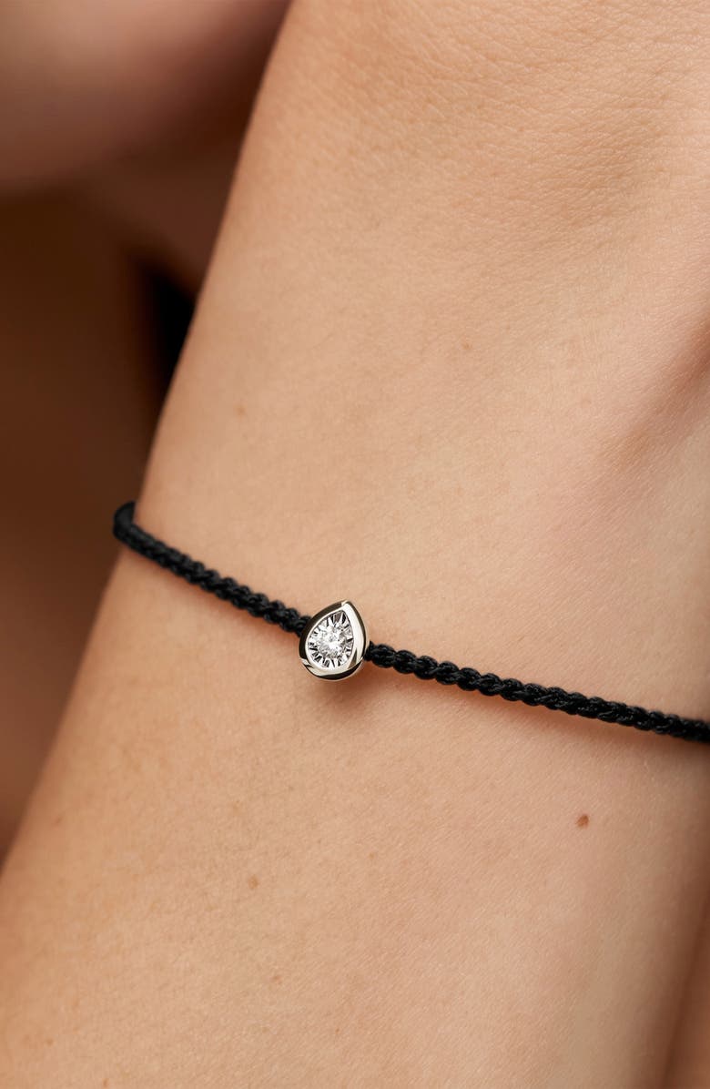 Monica Vinader Pear Set Lab Grown Diamond Cord Bracelet, Alternate, color, Sterling Silver / Diamond