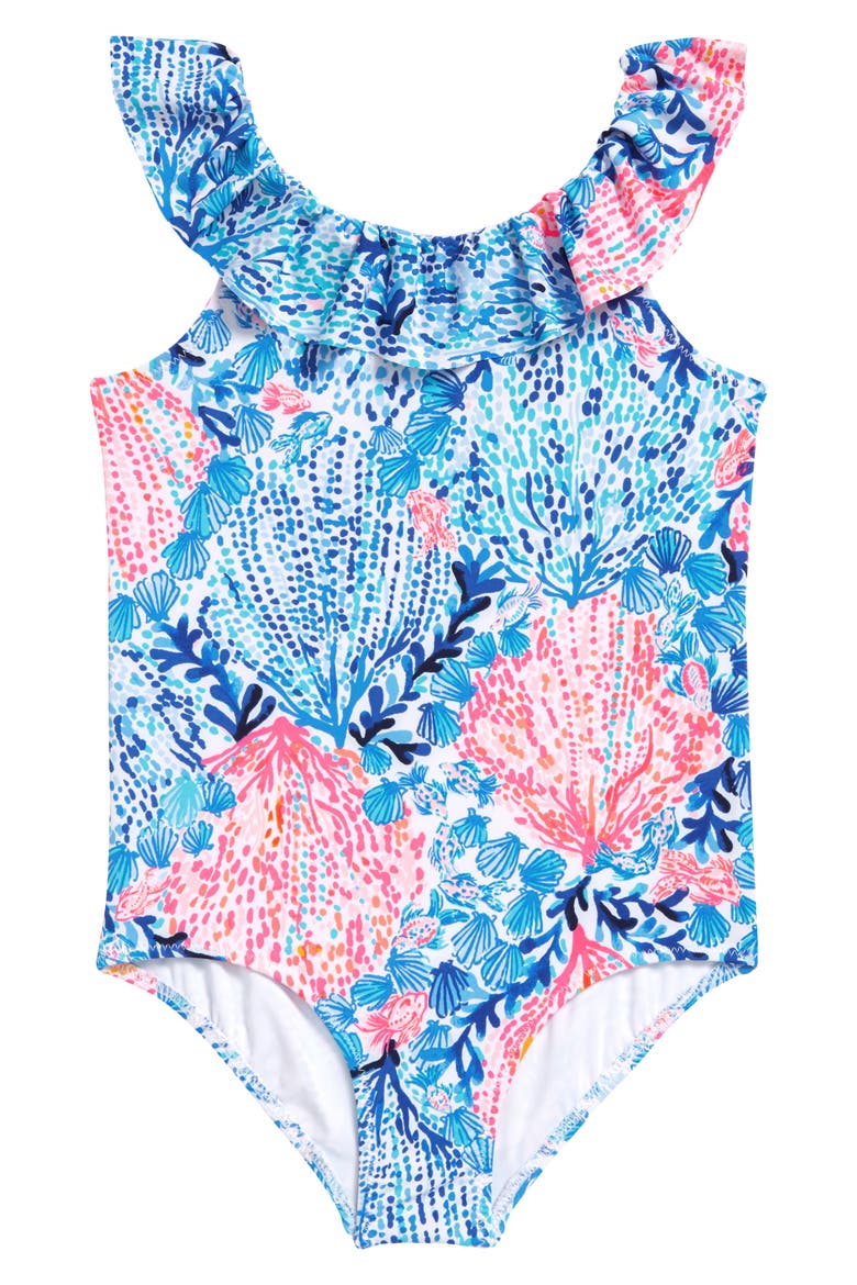 Kids' Eliana One-Piece Swimsuit, Main, color, RESORT WHITE SWAY WITH ME