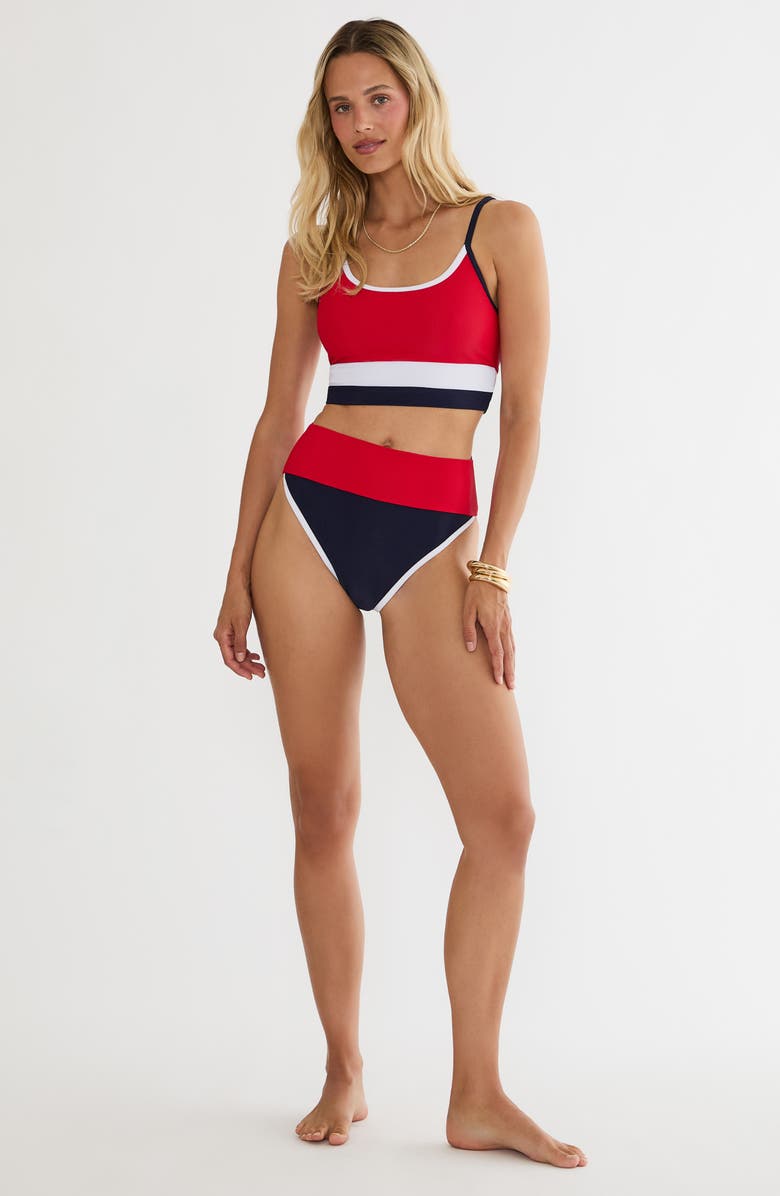 Beach Riot Emmy Colorblock High Waist Bikini Bottoms, Alternate, color, Twilight Firework Colorblock