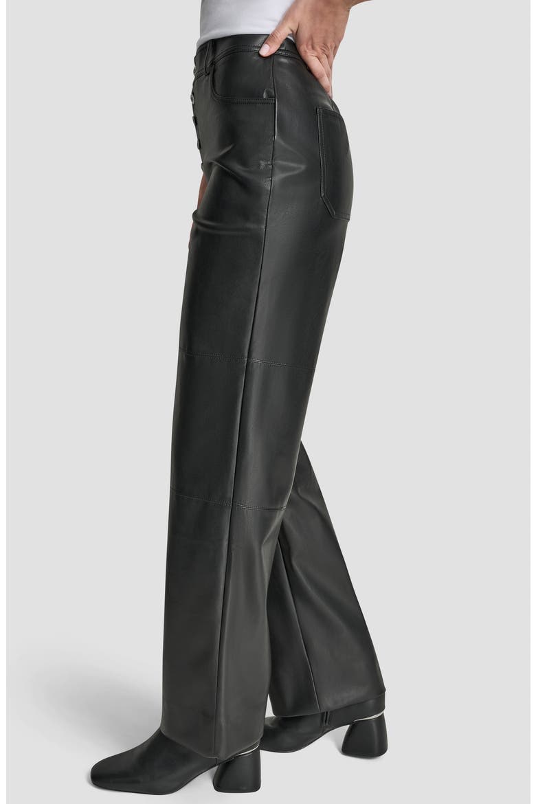 Button Fly Faux Leather Pants, Alternate, color, BLACK