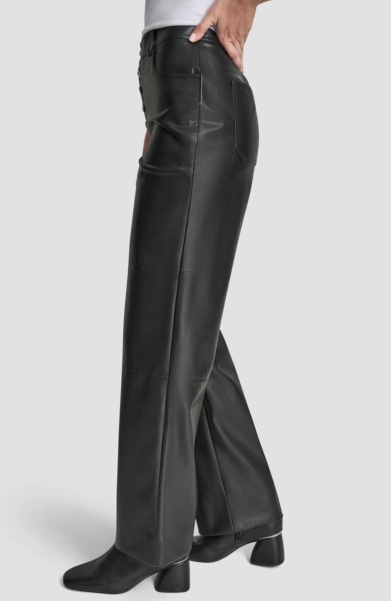 DKNY Button Fly Faux Leather Pants, Alternate, color, Black
