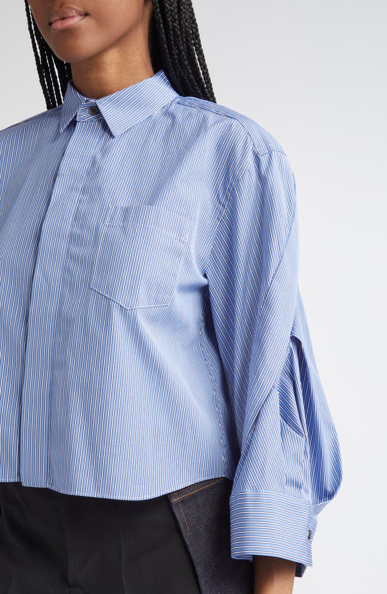 Sacai Stripe Poplin Button-Up Shirt, Alternate, color, 