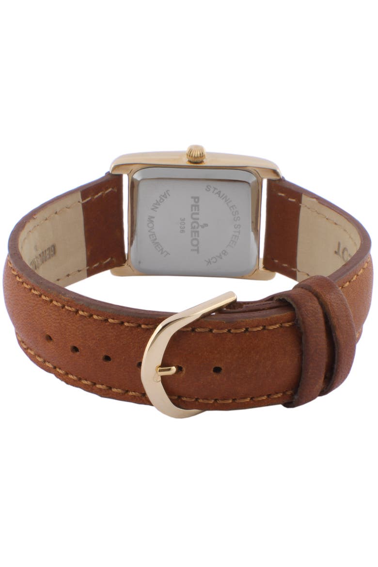 Roma Tank Leather Strap Watch- 26x32MM, Alternate, color, Brown