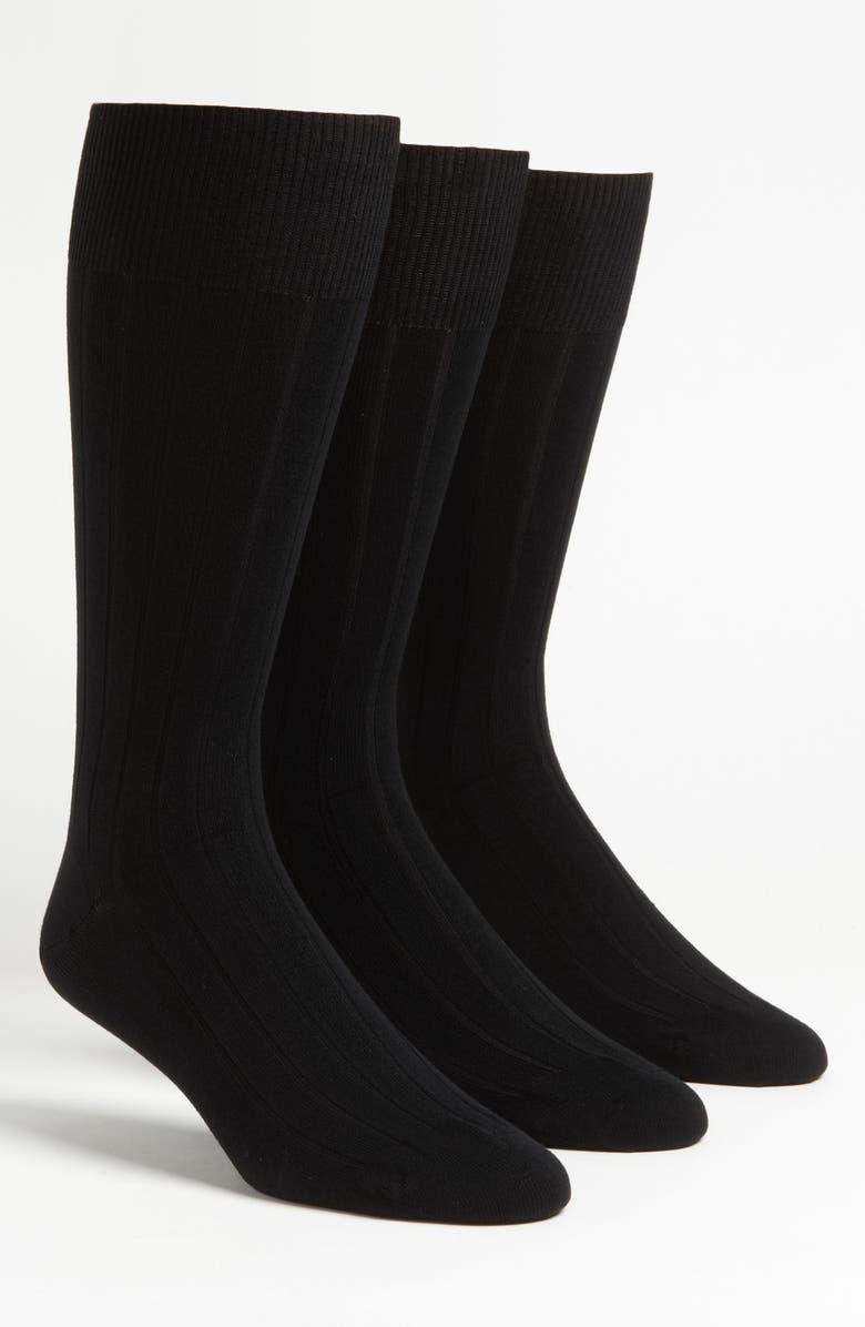 Calvin Klein 3-Pack Wide Rib Dress Socks, Main, color, 