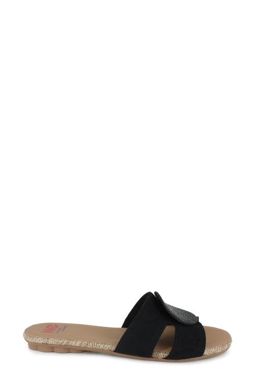 National Comfort Granada Flat Slide Sandal In Black Leather