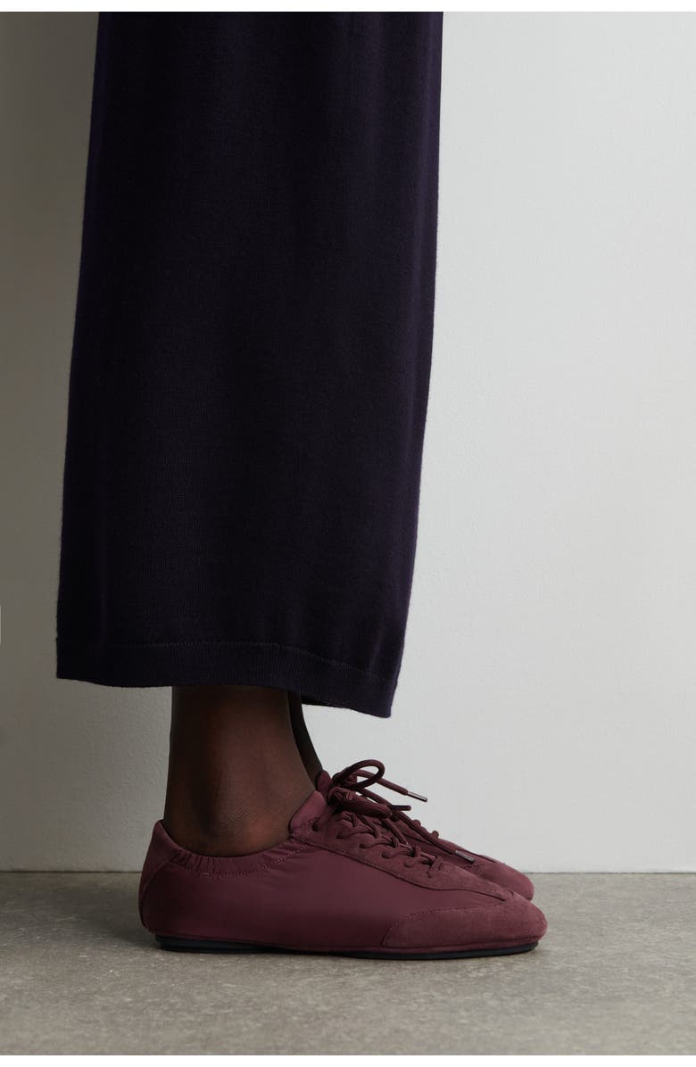 COS Suede-Nylon Ballet Sneakers, Alternate, color, Bordeaux
