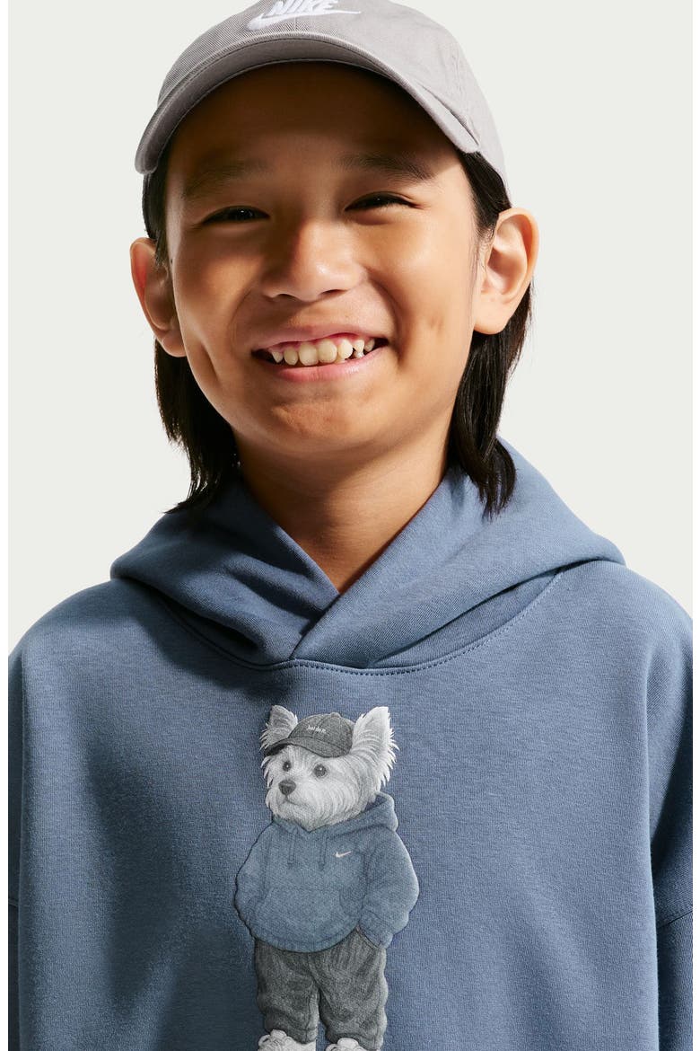 Kids' Sportswear Club Fleece Oversized Graphic Hoodie, Alternate, color, DIFFUSED BLUE