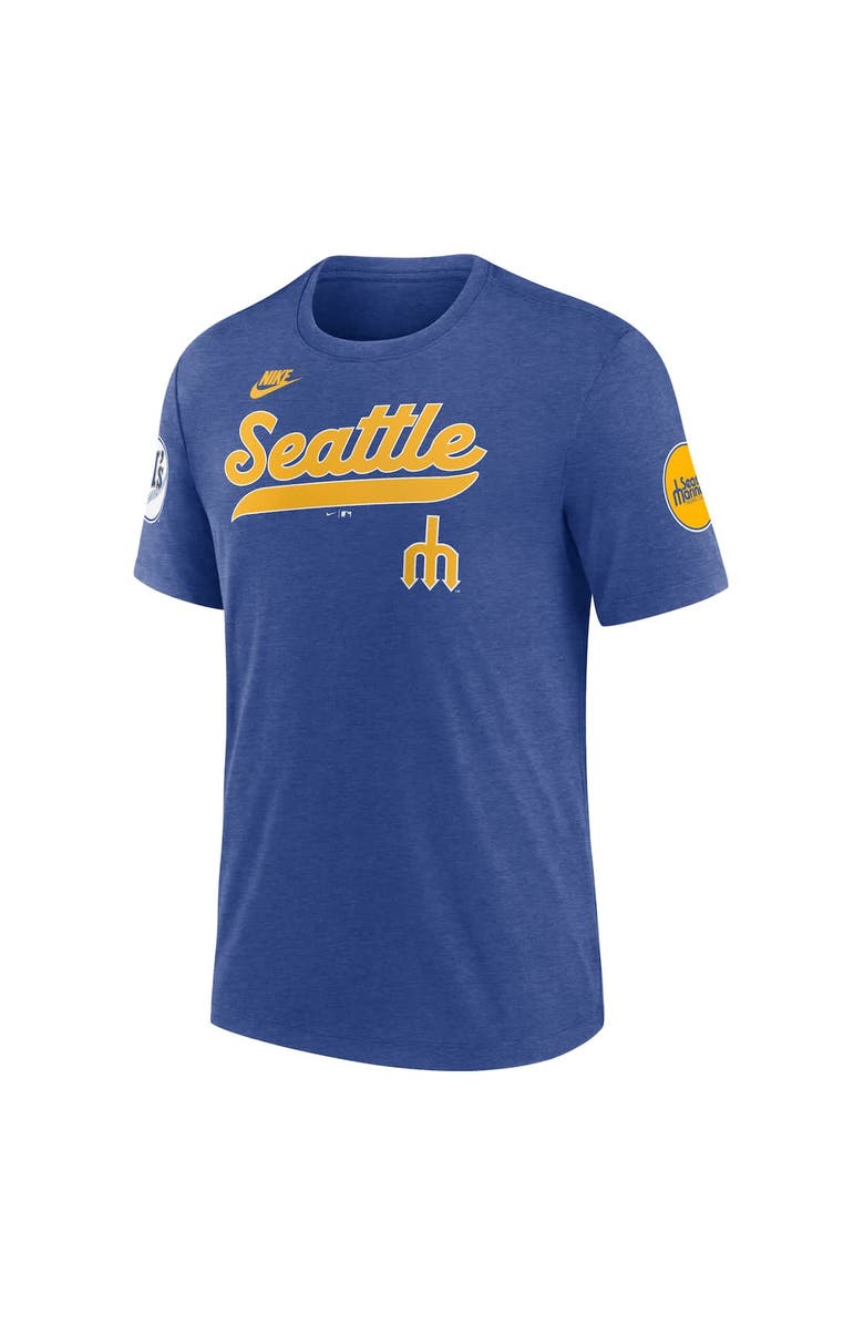 Nike Men's Nike Heather Royal Seattle Mariners Cooperstown Collection Eras Tri-Blend T-Shirt, Alternate, color, 