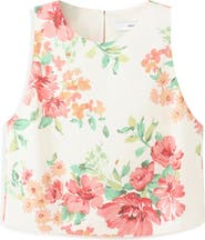 MANGO Floral Cotton Crop Tank