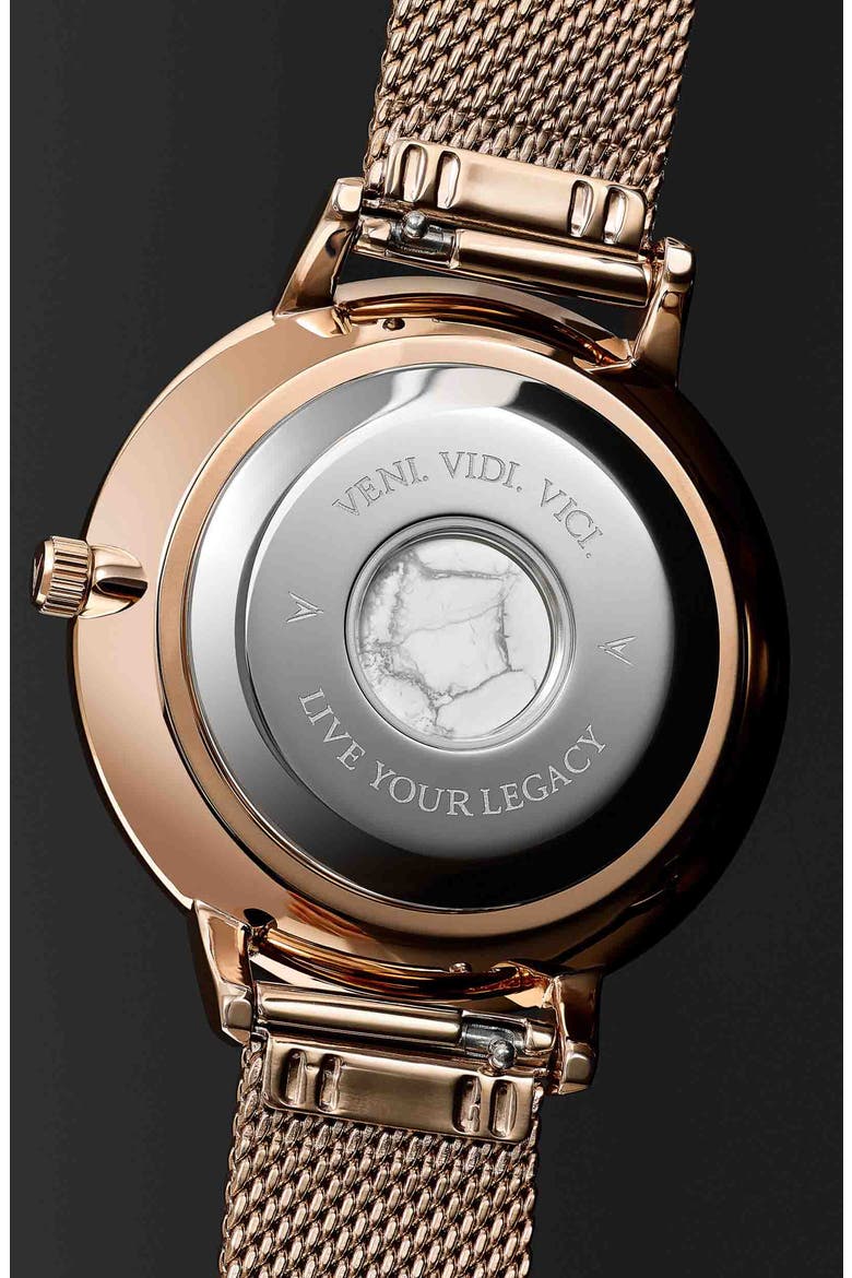 Eros Petite Leather Strap Watch, 33mm, Alternate, color, ROSE GOLD/ TAUPE