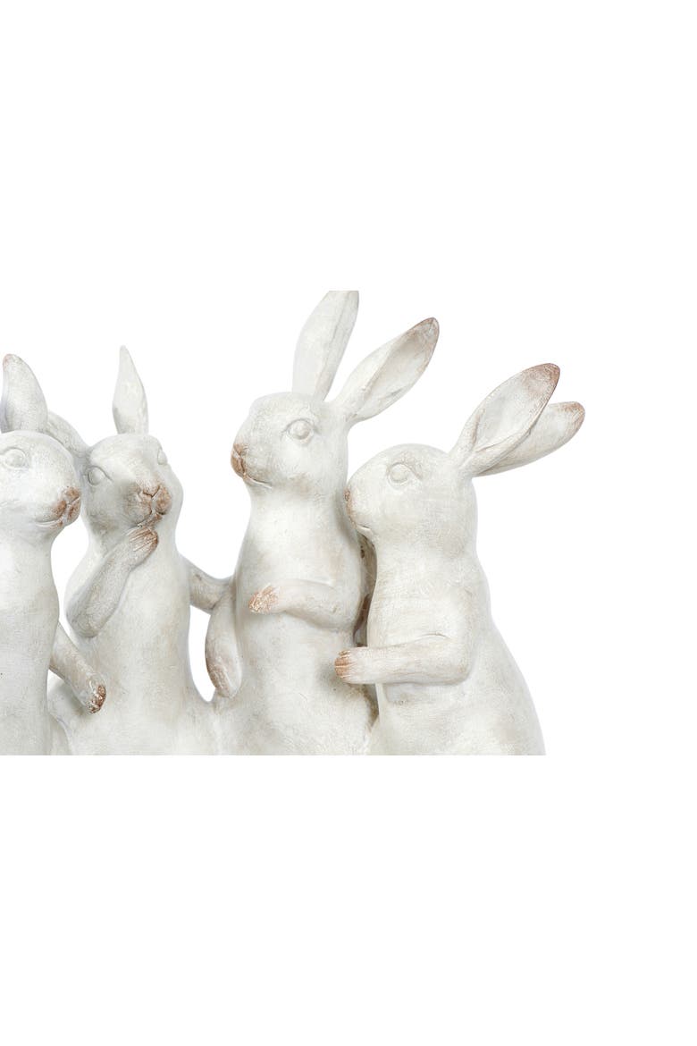 Whitewashed Polyresin Bunny Rabbit Quartet, Alternate, color, White