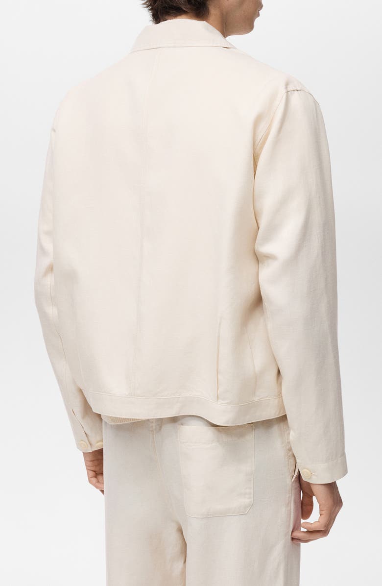MANGO Camp Collar Lyocell & Linen Shirt-Jacket, Alternate, color, Ivory White