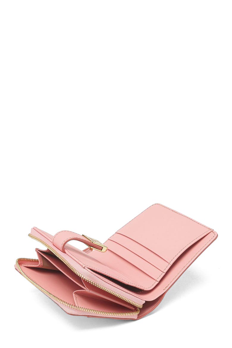 Aren Brass Plate Wallet in Visetos, Alternate, color, Soft Pink