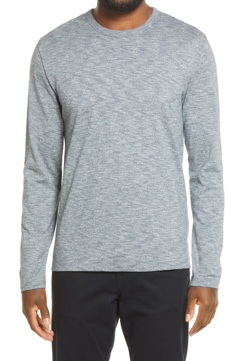 Mouliné Cotton Long Sleeve T-Shirt, Main, color, STEEL BLUE/OFF WHITE