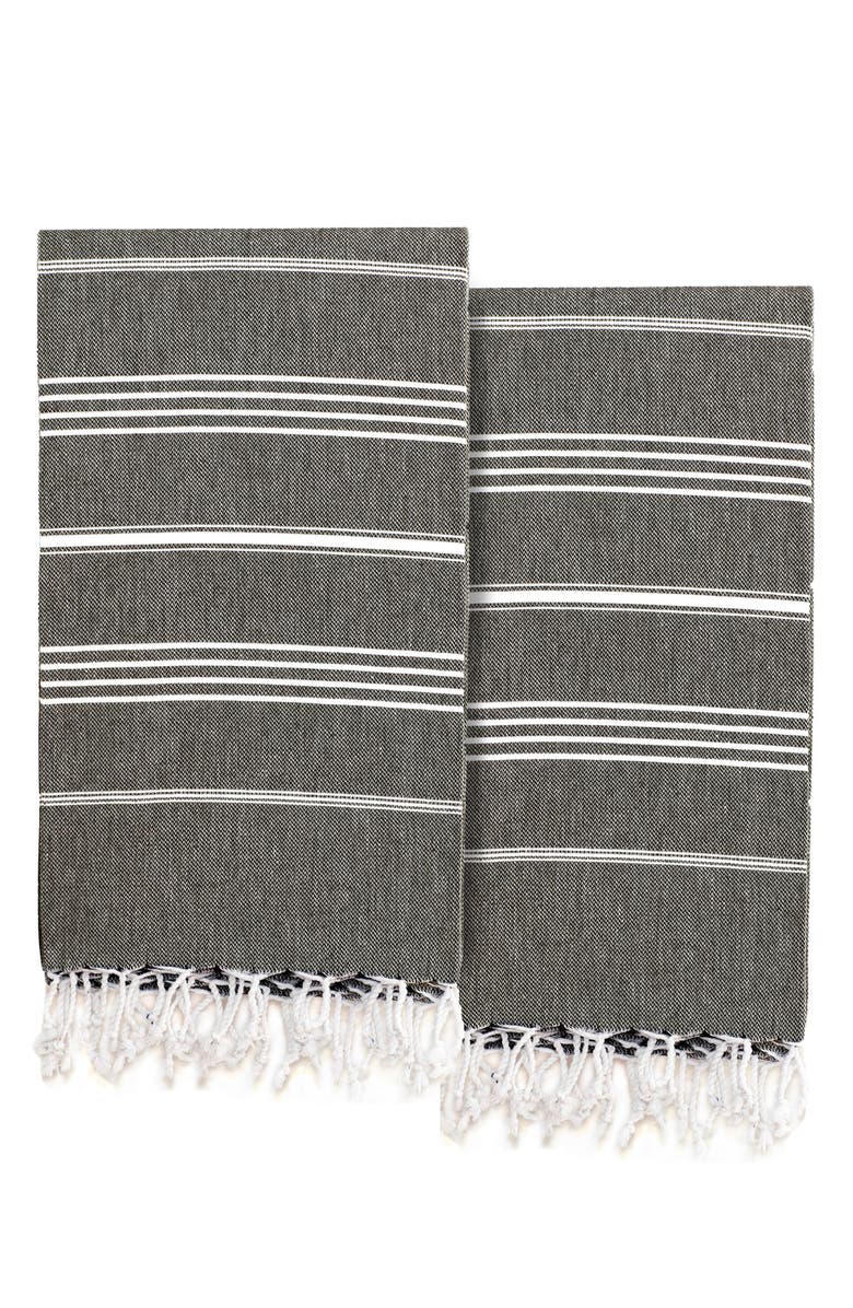 Linum Home Textiles Set of 2 Lucky Stripe Turkish Cotton Beach Towels, Main, color, 