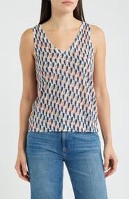 NIC+ZOE Print Ramie Blend Sweater Tank