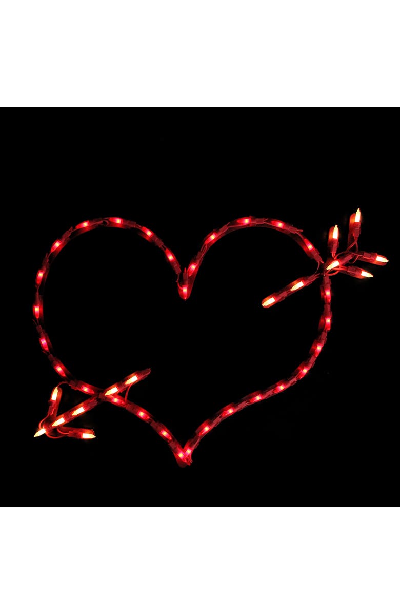Northlight Lighted Heart and Arrow Valentine's Day Window Silhouette - 17" - Red, Alternate, color,