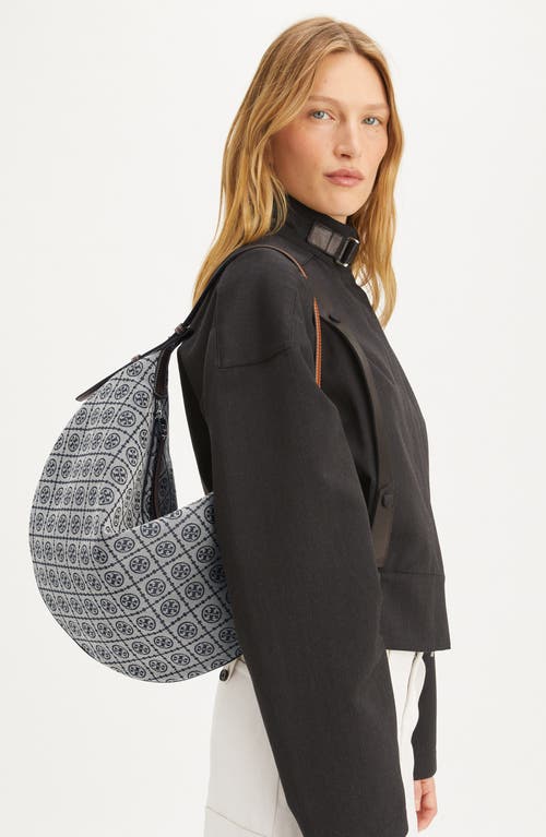 Tory Burch T Monogram Canvas Balloon Shoulder Bag In Tory Navy