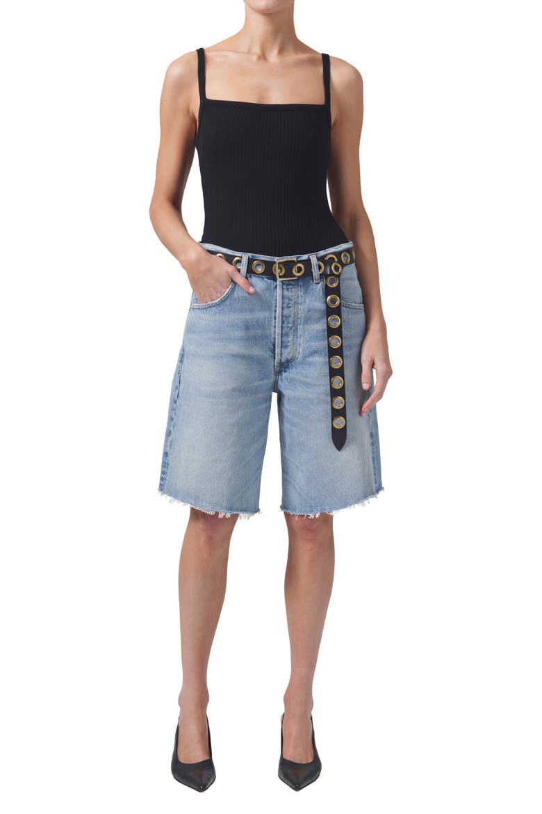 Ayla High Waist Baggy Long Denim Shorts, Alternate, color, GEMINI
