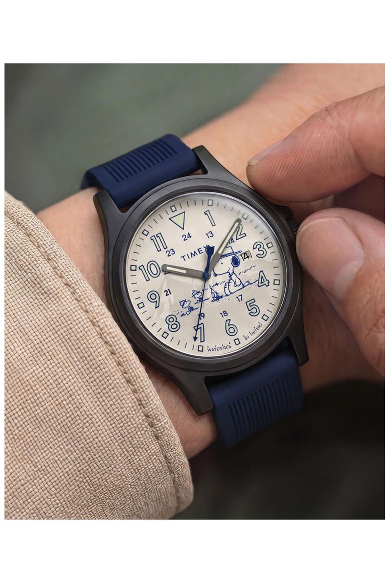 Peanuts Expedition Acadia Silicone Strap Watch, Alternate, color, BLUE