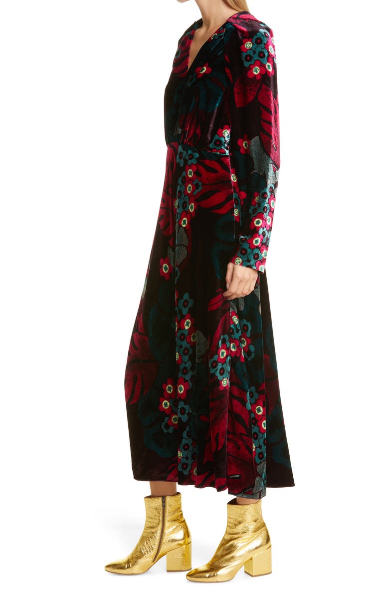 Dries Van Noten Depo Floral Long Sleeve Velvet Dress, Alternate, color, 