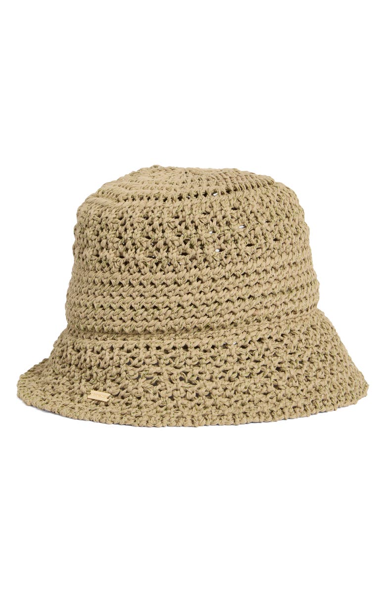 Steve Madden Alex Metallic Crochet Bucket Hat, Main, color, Camel