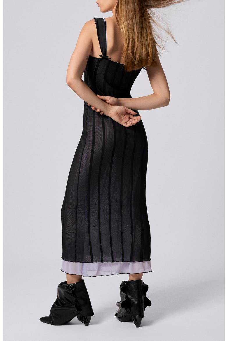 Sleeveless Mesh Maxi Dress, Alternate, color, BLACK