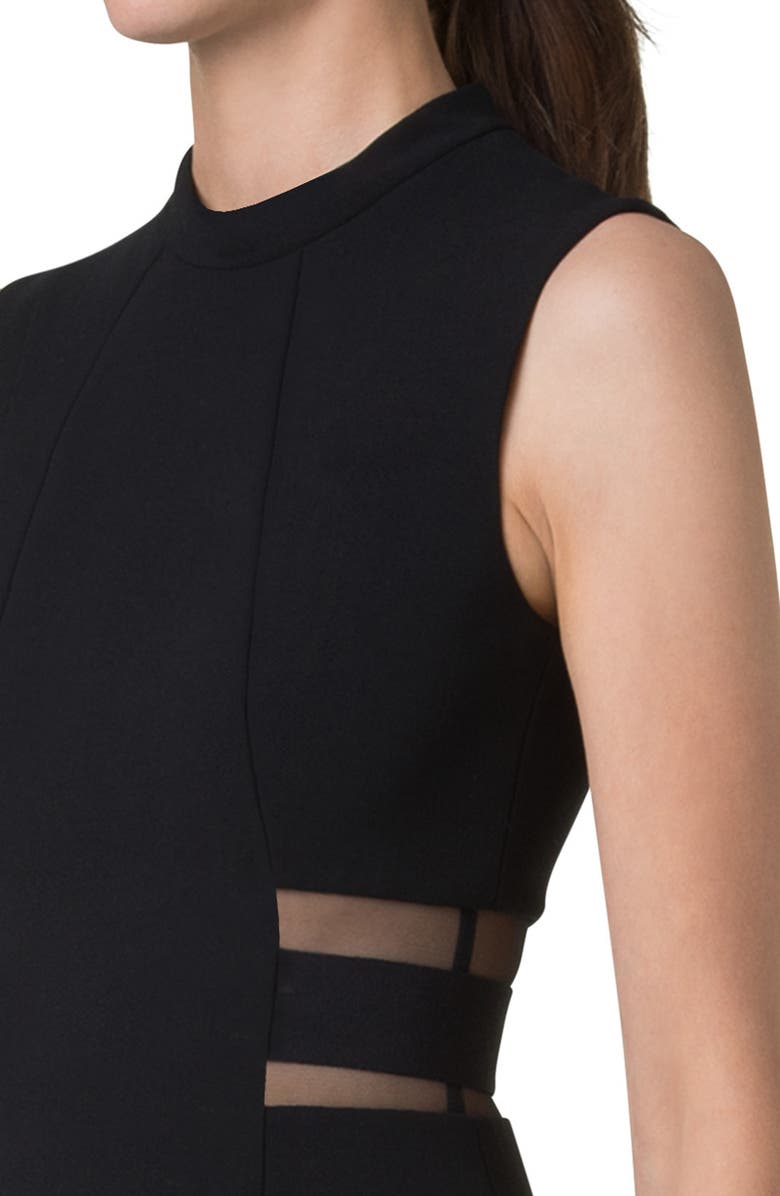 Akris Illusion Inset Stretch Wool Sheath Dress, Alternate, color,