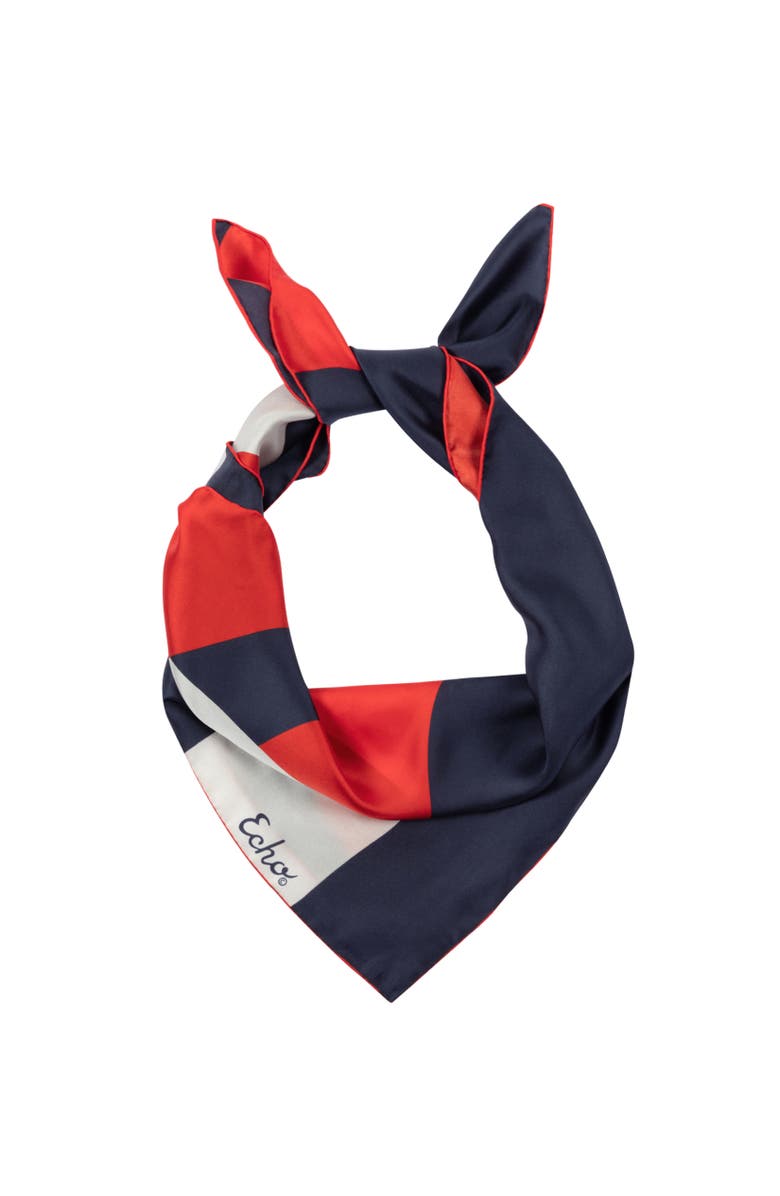 Echo Curves Silk Square, Alternate, color, Navy
