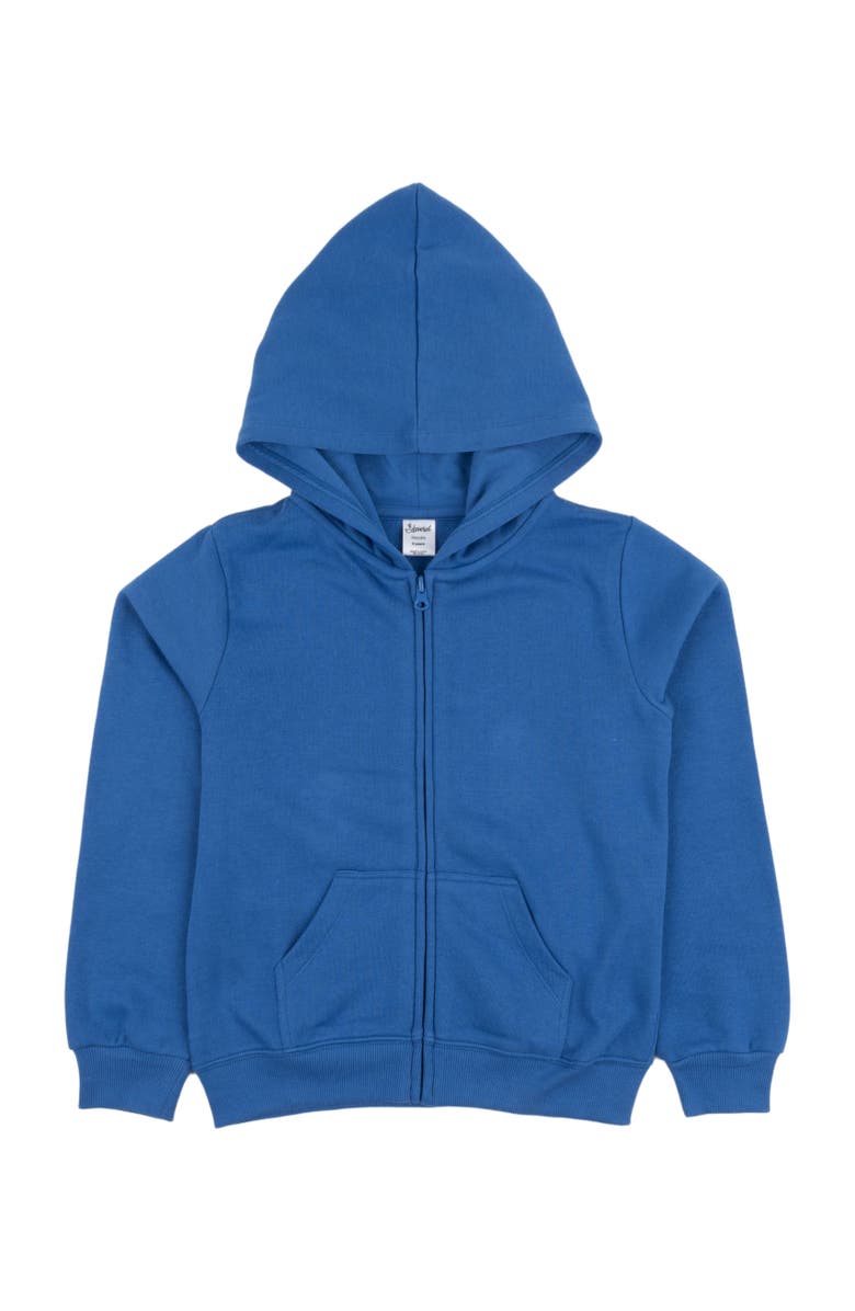 Leveret Kids Zip-Up Sweatshirt Hoodie, Cotton Blend, Solid Colors, Alternate, color, Royal Blue