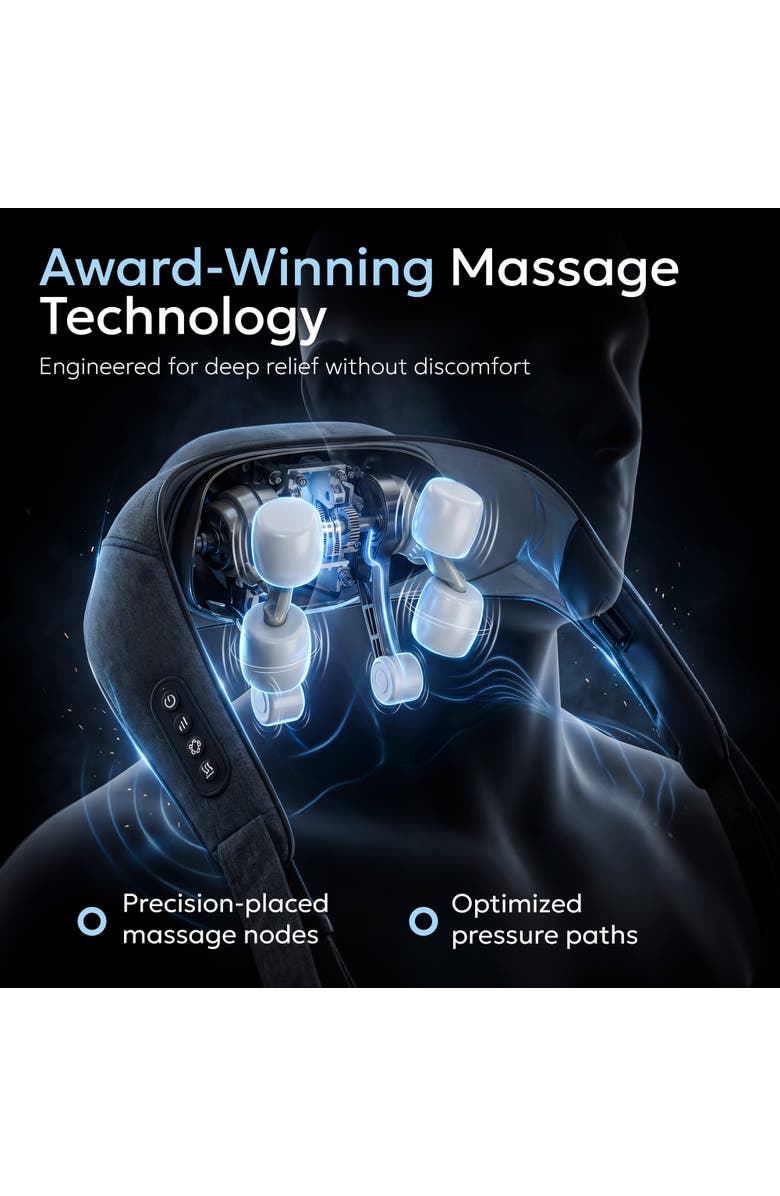 MIKO Wave Neck & Back Massager Heated And Hands Free Motion, Alternate, color, Black