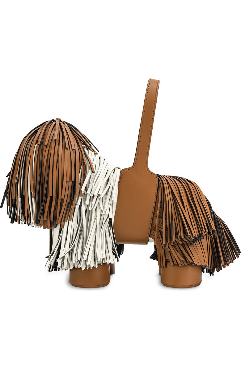 JW PEI Nita Puppy Shape Fringed Faux Leather Handbag, Alternate, color, Brown