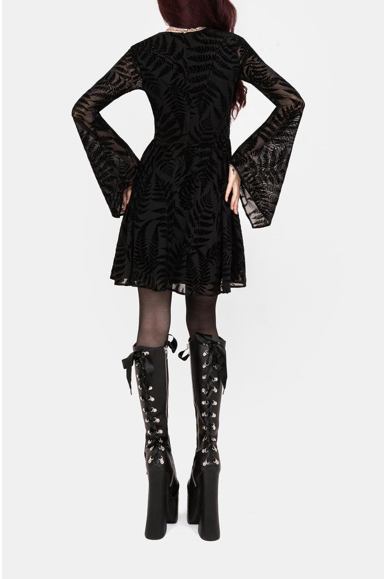 Lunafern Flute Sleeve Mini Dress, Alternate, color, Black