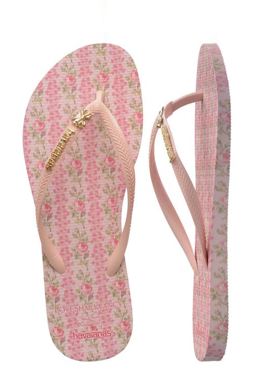 Havaianas X Loveshackfancy Slim Blooming Heirloom Flip Flop In Pink