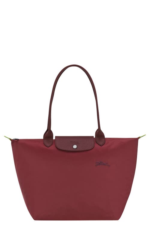 Longchamp Le Pliage Green Recycled Canvas Large Shoulder Tote In Red
