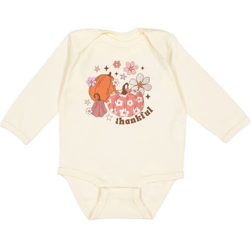 Sweet Wink Thankful Pumpkin Daisy Thanksgiving Long Sleeve Bodysuit In Neutral