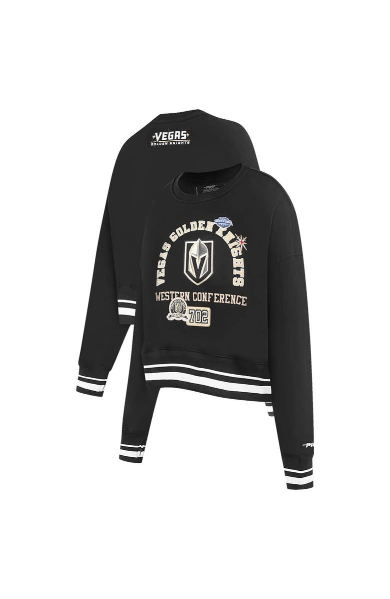 PRO STANDARD Women's Pro Standard  Black Vegas Golden Knights Area Code Cropped Pullover Sweatshirt, Alternate, color, Black