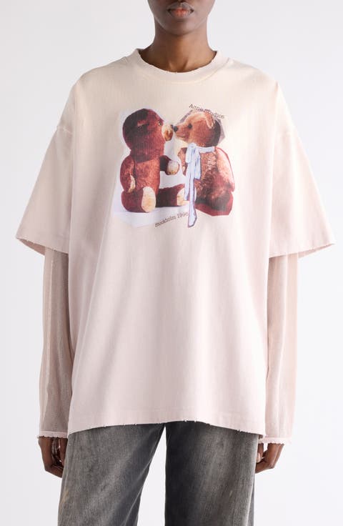 Edra Layered Long Sleeve Graphic T-Shirt