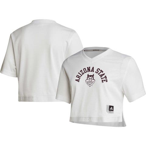Women's adidas White Arizona State Sun Devils Primegreen V-Neck Cropped Jersey